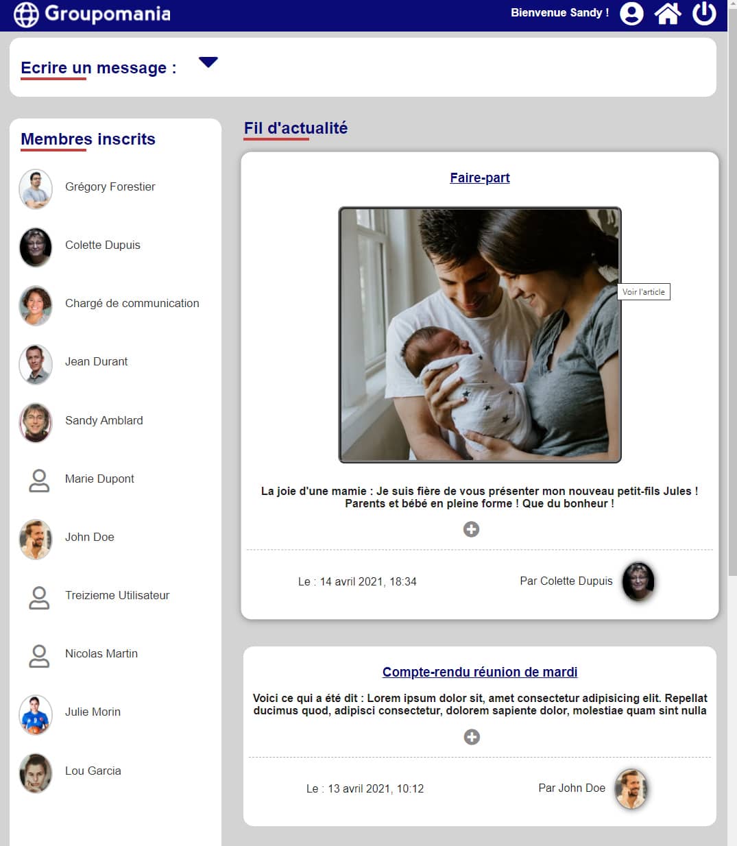 Création d'un réseau social d'enteprise (Fullstack)