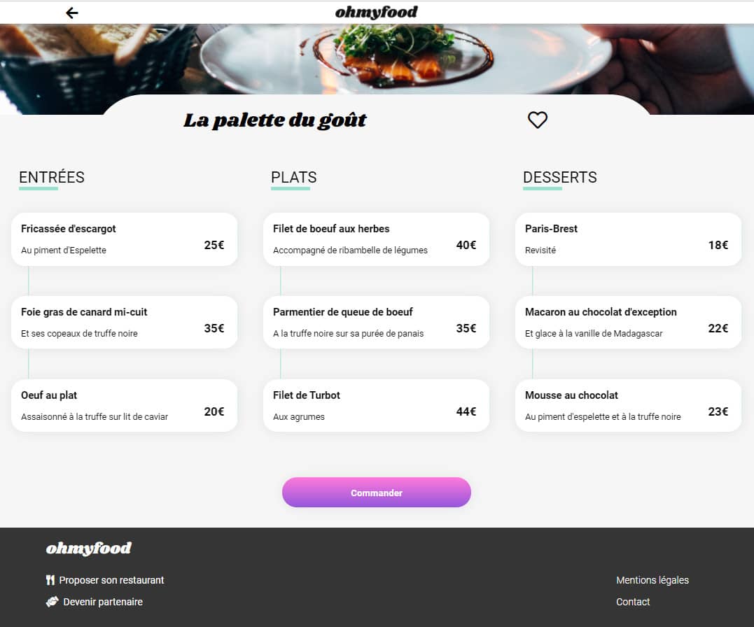 MVP de l'application OhMyFood