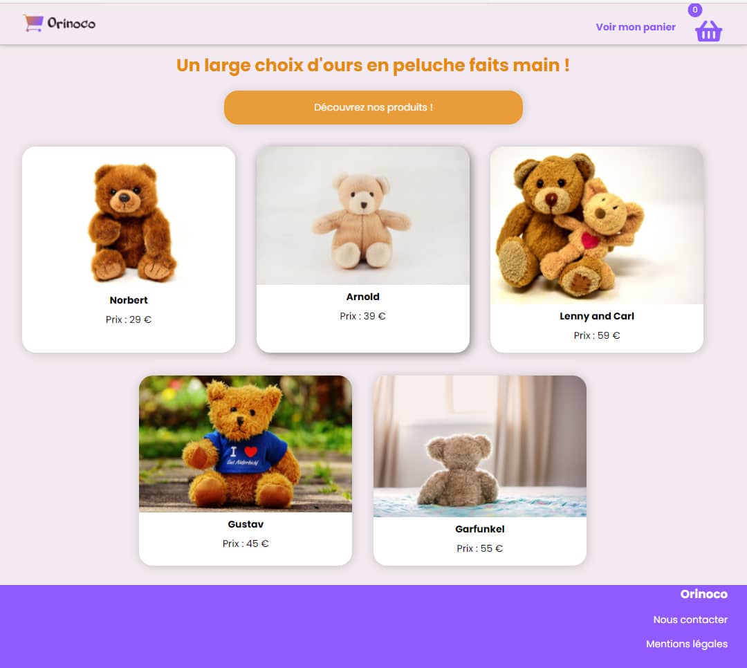 Front-end d'une application e-commerce
