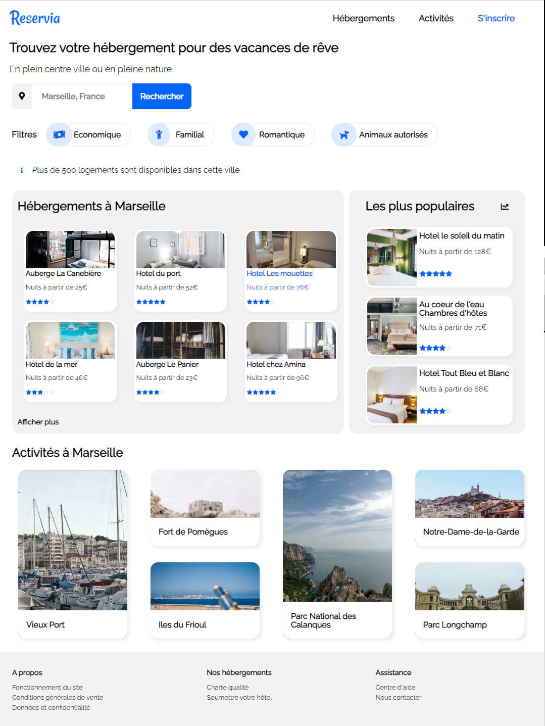 Maquette du site de Reservia