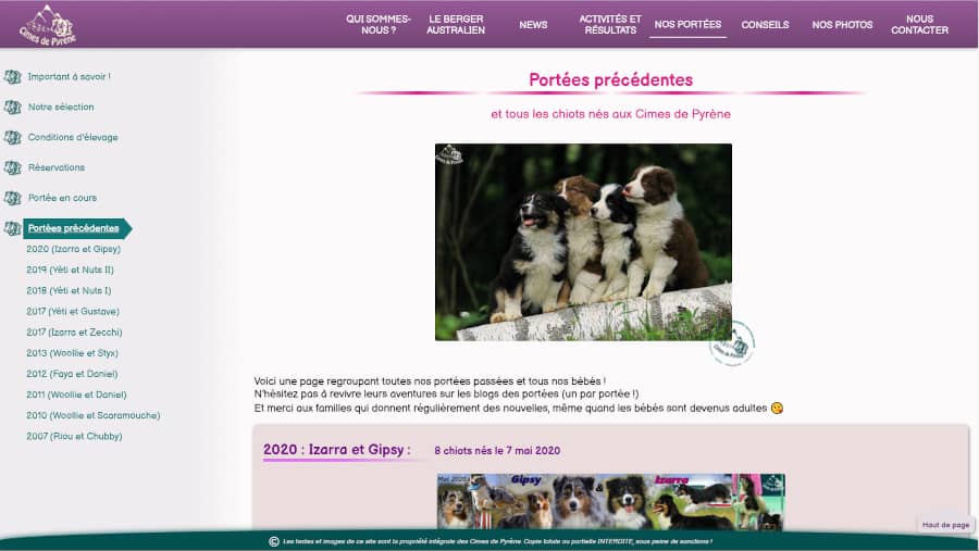 Refonte du site de l'élevage des Cimes de Pyrène